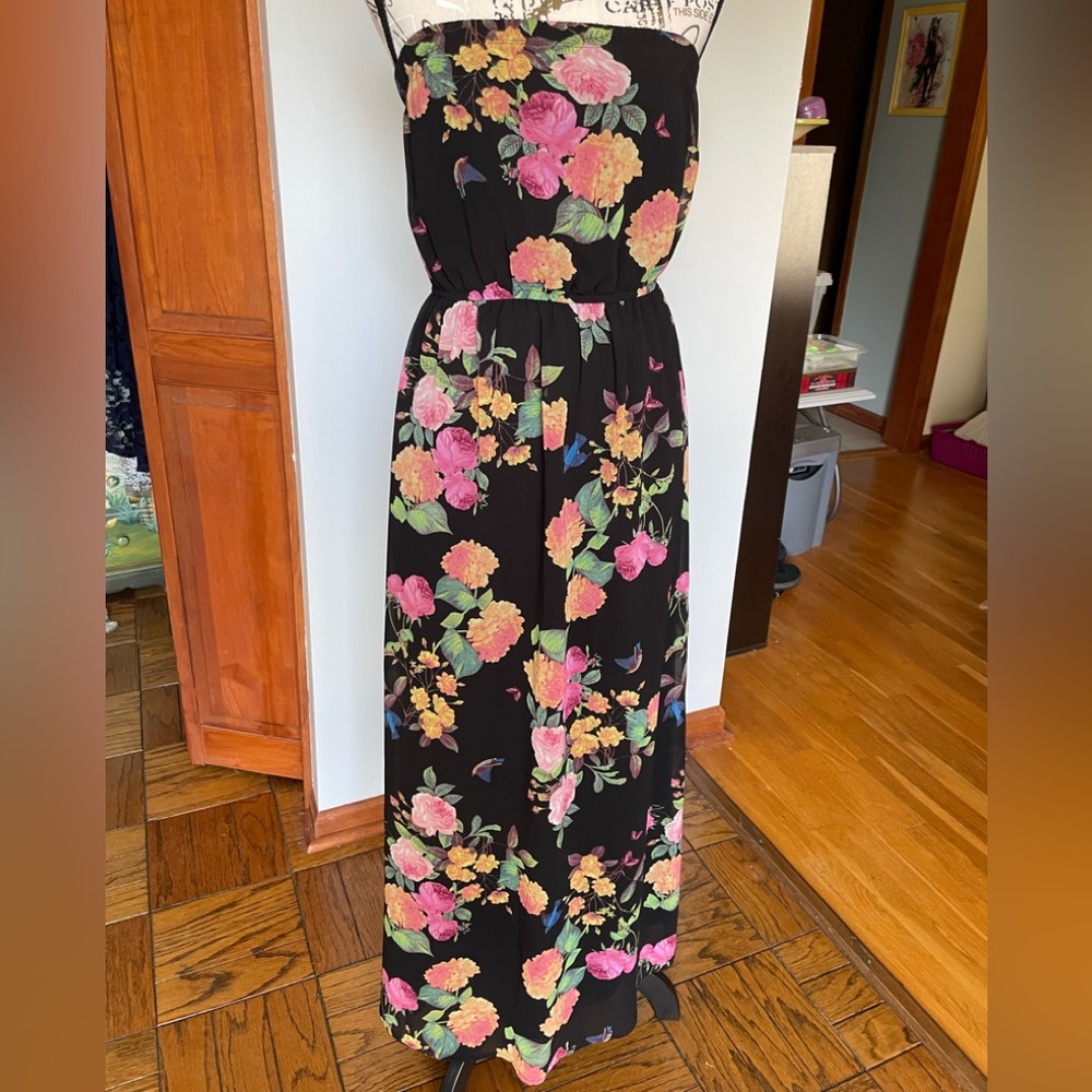 Forever 21 Strapless Floral Maxi Dress, Size S